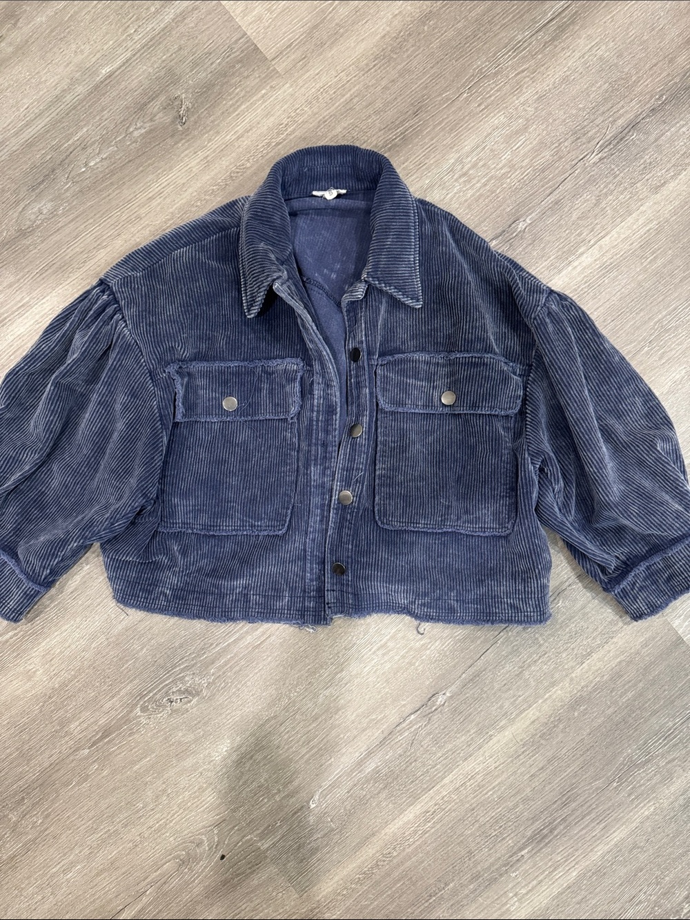 Women’s Cropped Corduroy Jacket - Navy Blue
